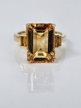 Natural Citrine Ring 18K Embraced Sterling Silver Ring Size 7.5 NEW